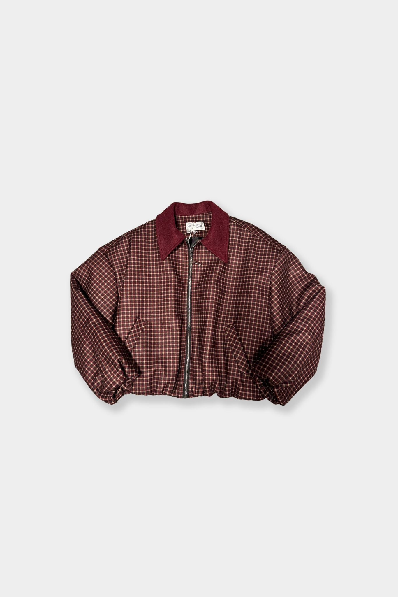 Giacca Bomber Check Bordeaux e Blu