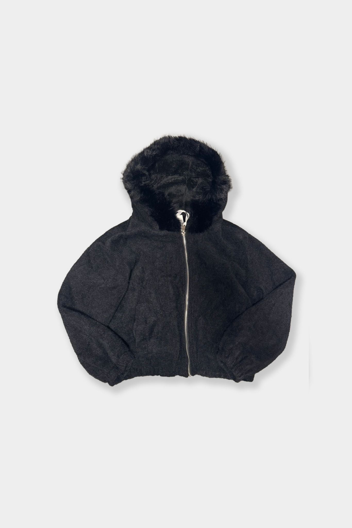 Giacca Imbottita Effetto Lana con Bordo Fur