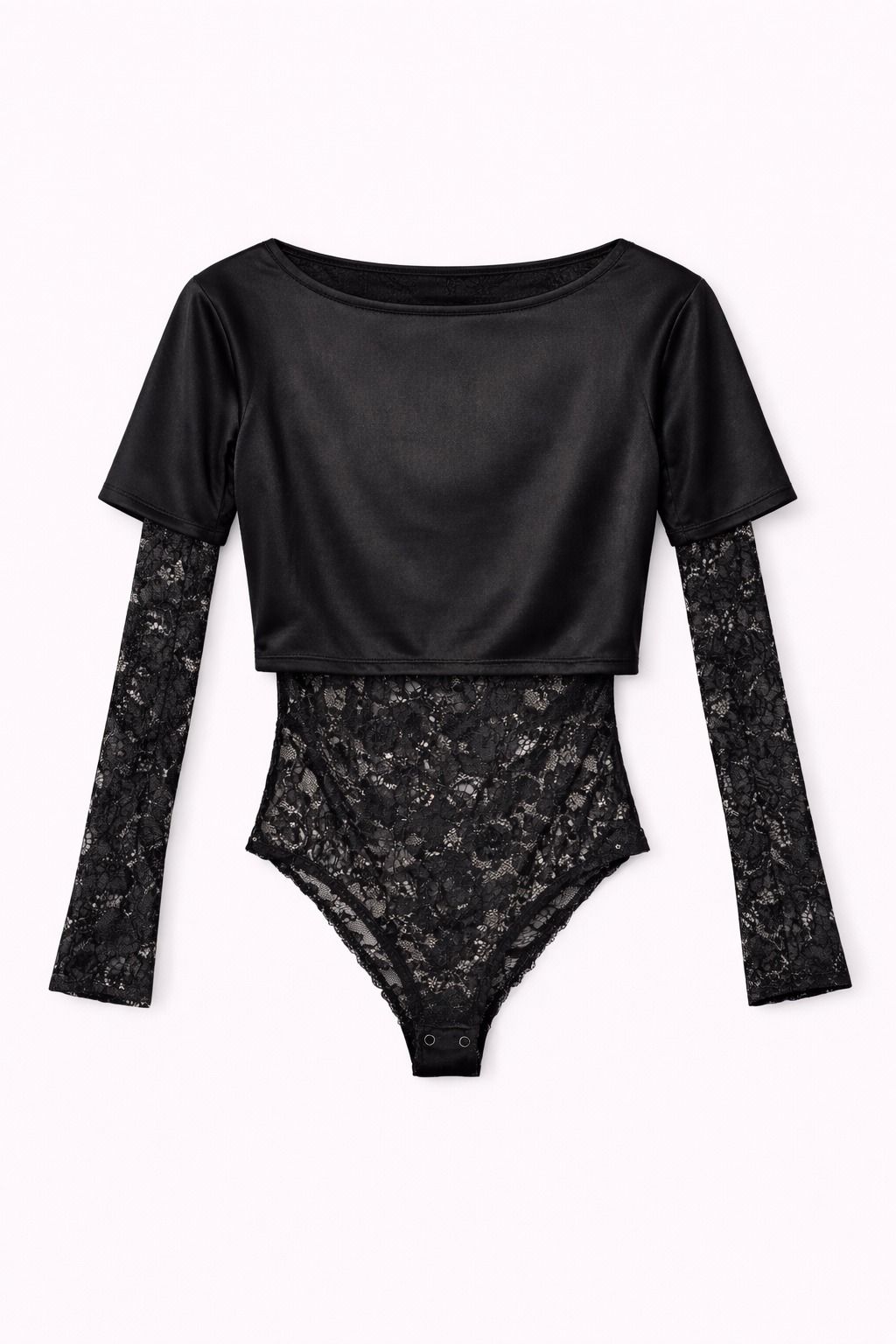 Body Combinato in Satin e Pizzo