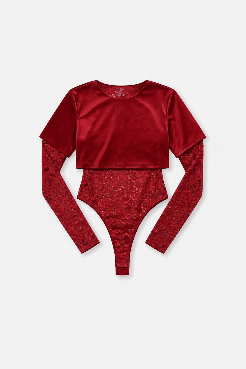 Body Combinato in Satin e Pizzo