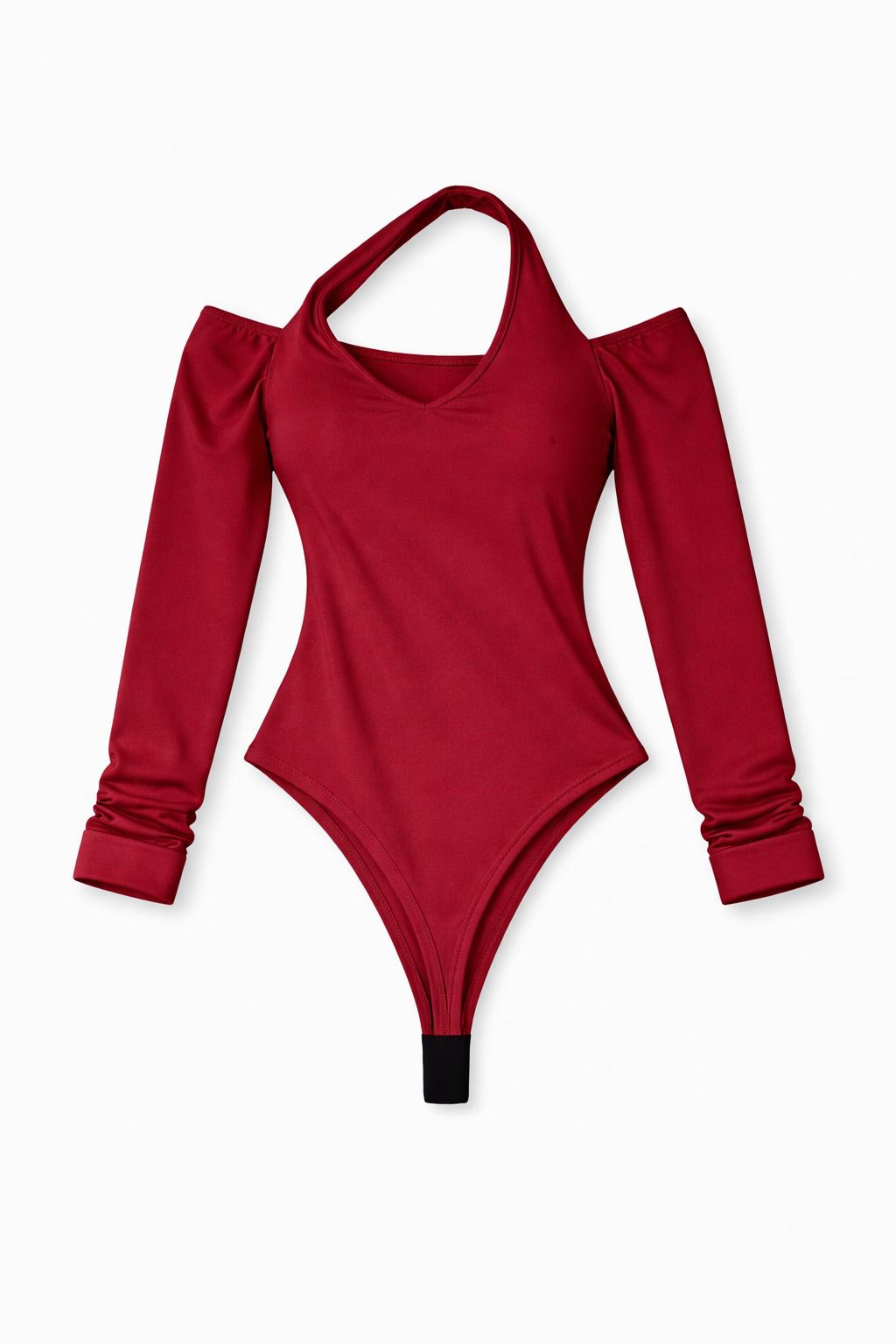 Body elegante con scollo asimmetrico e maniche lunghe