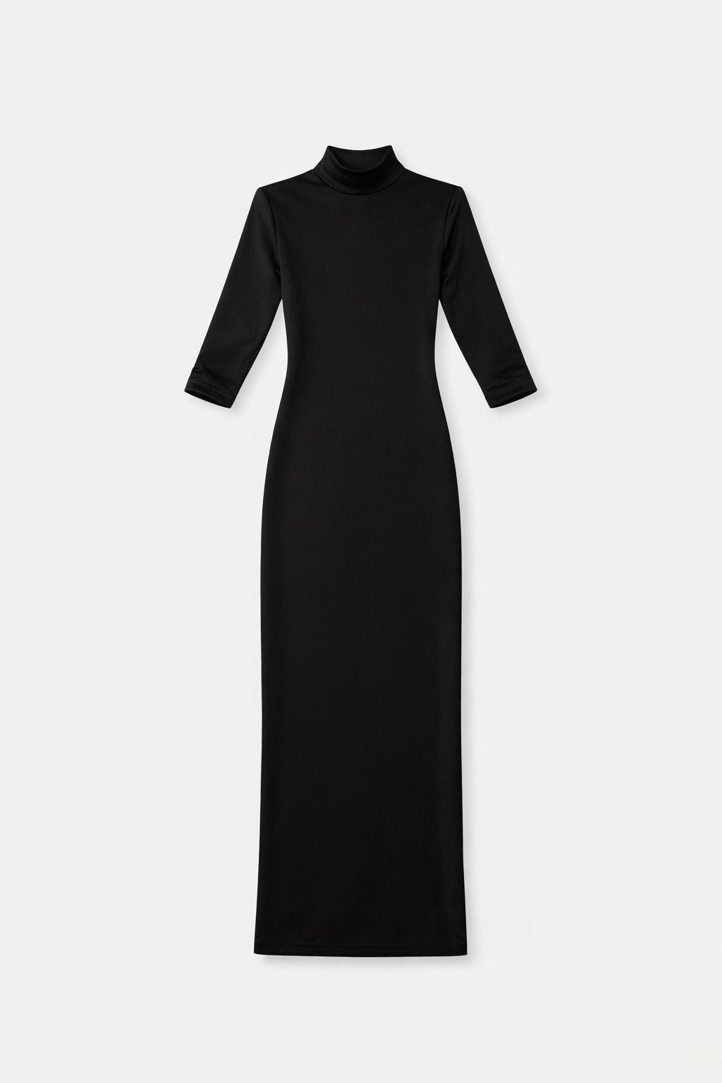 Abito lungo donna con collo alto e maniche a tre quarti