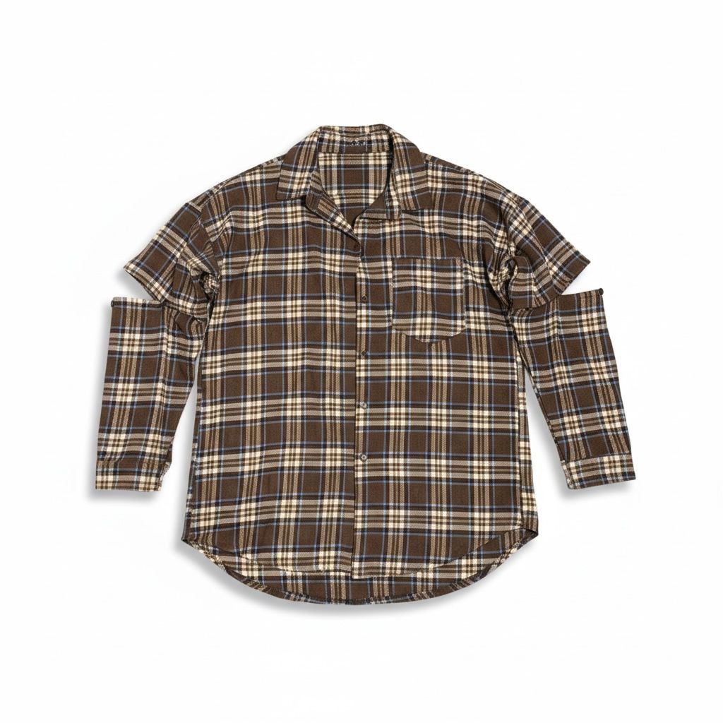 Camicia Donna a Quadri con Maniche Cut-Out e Vestibilità Regular