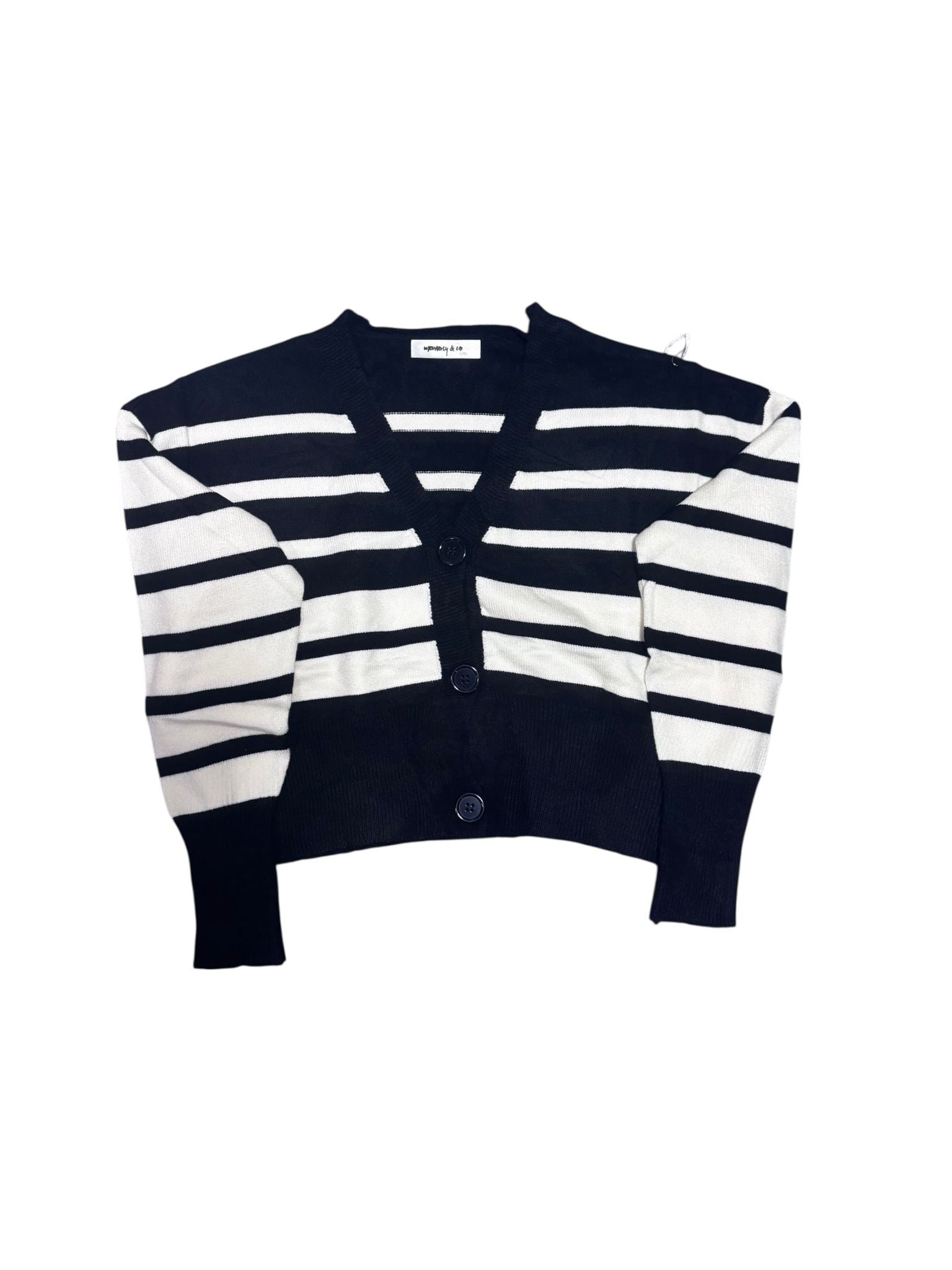 Cardigan Corto Donna a Righe con Bottoni