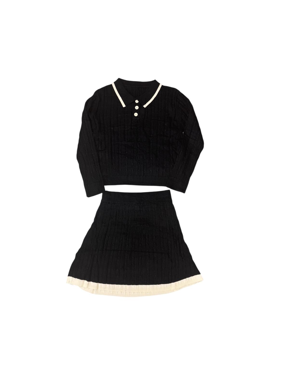 🤍 Completo Donna  – Maglia Polo Crop & Gonna Coordinata 🤍