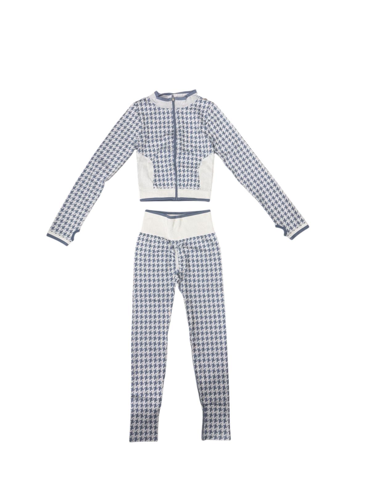 Completo Donna Pied de Poul con Giacca Zip e Leggings