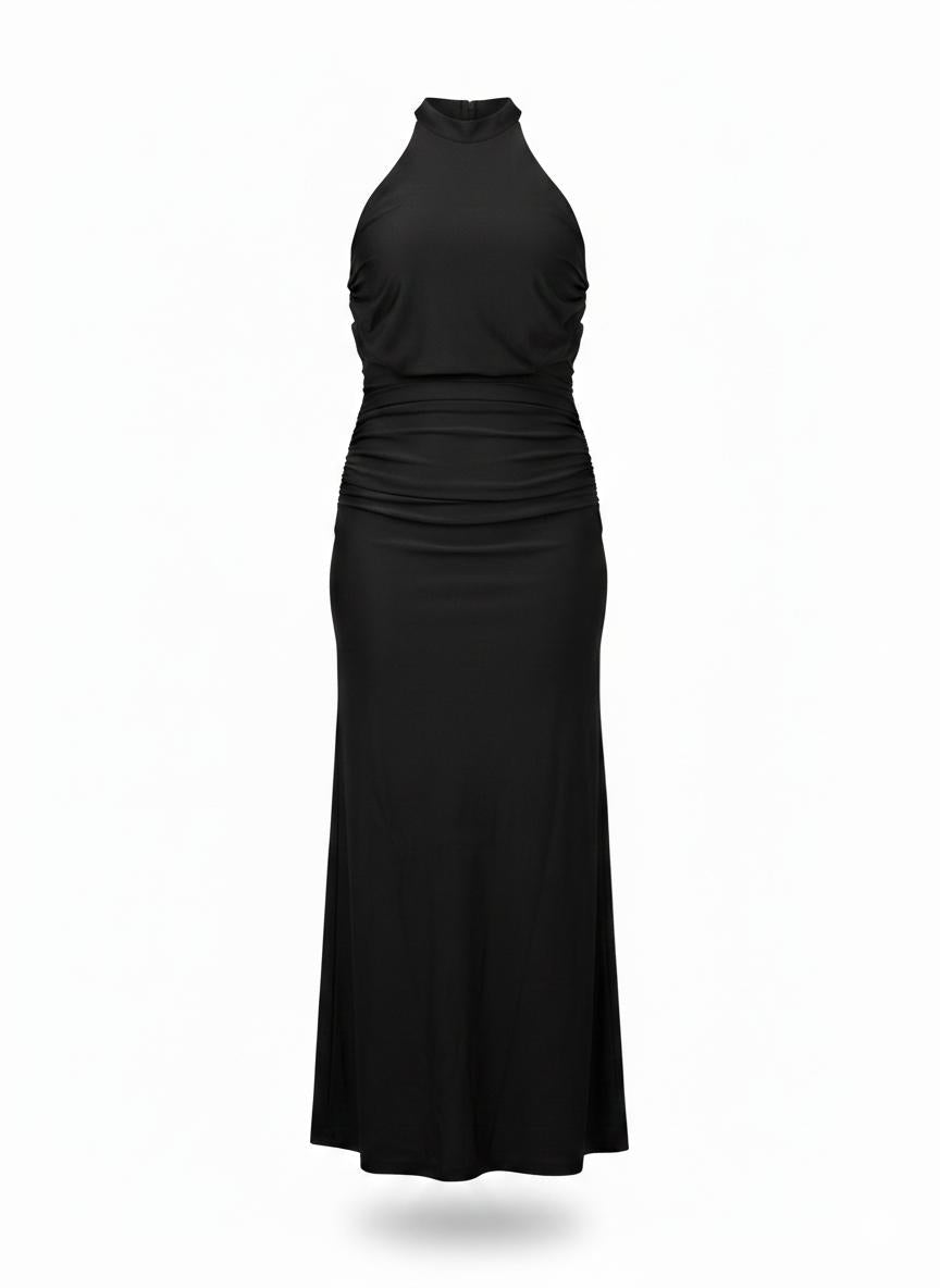 Abito "Midnight" Halter con Draping – Eleganza Statuaria