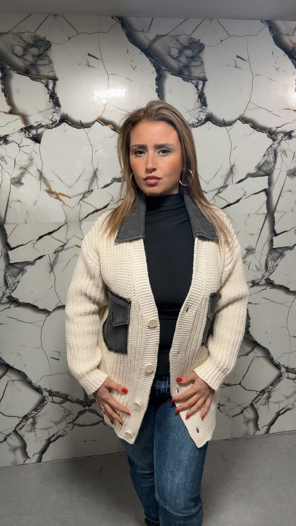 Cardigan "Dual Contrast