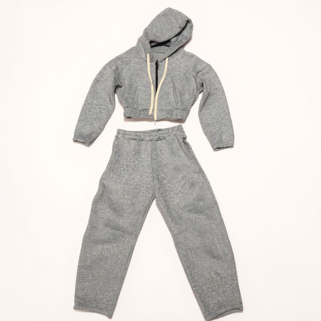 Completo Tuta Donna Cropped Burgundy – Hoodie con Zip & Jogger