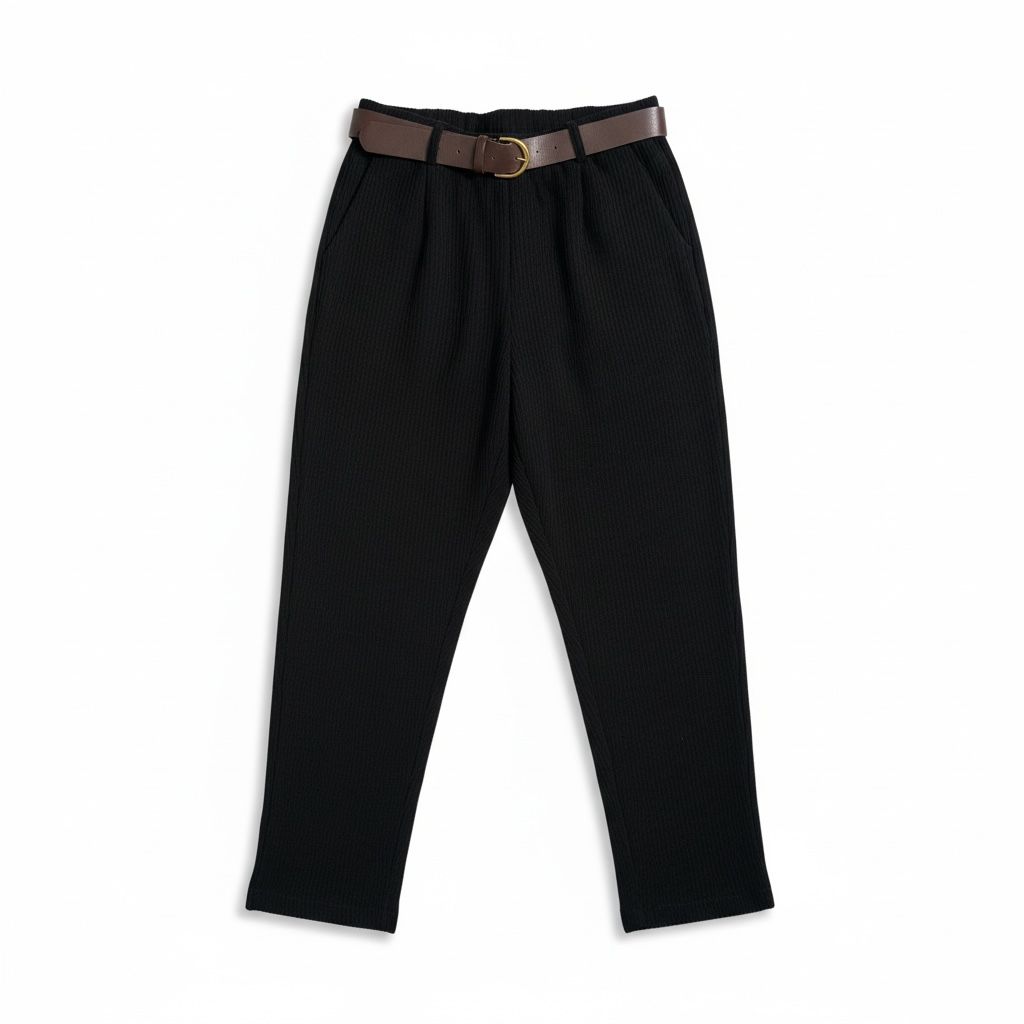 Pantaloni Donna in Velluto a Coste Marrone con Cintura