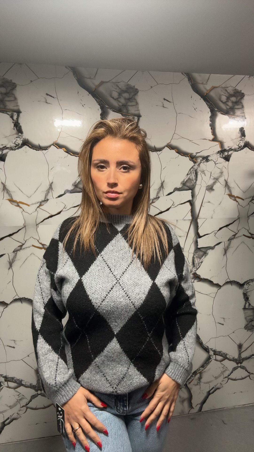 Maglione donna a rombi stile argyle