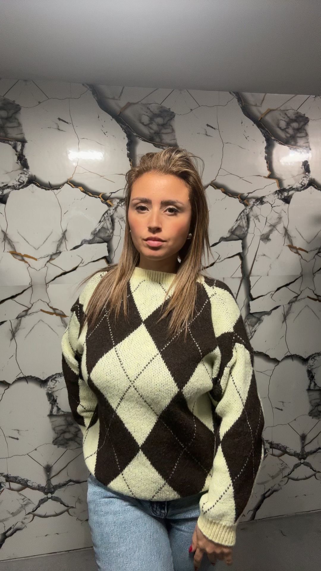 Maglione donna a rombi stile argyle