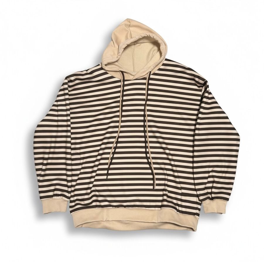 Felpa donna a righe con cappuccio