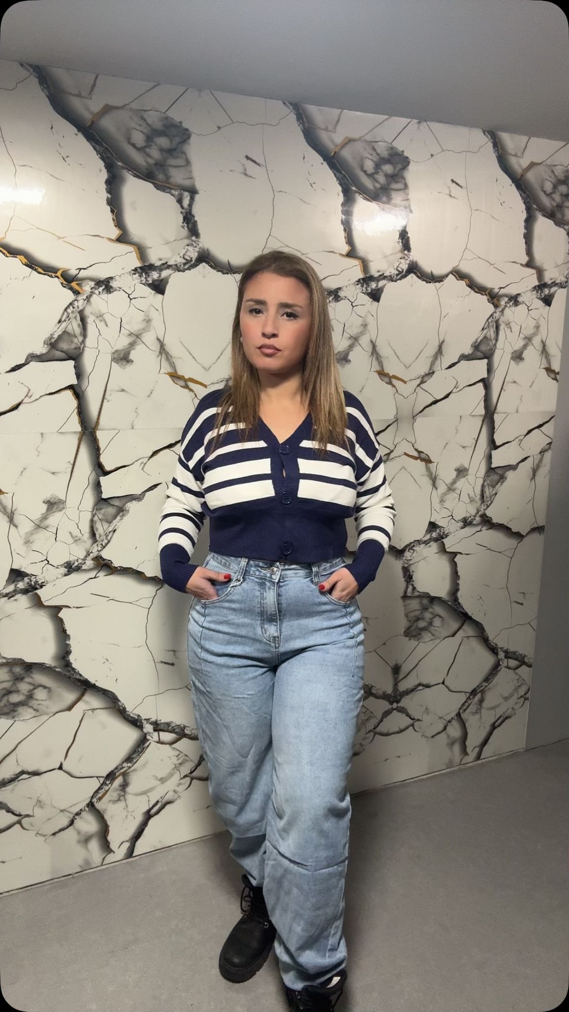 Jeans Donna Vita Alta Fit Balloon con Lavaggio Vintage