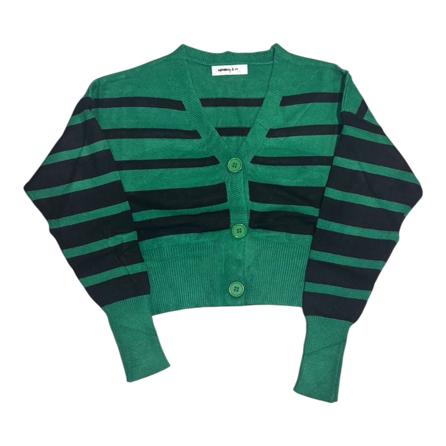 Cardigan Corto Donna a Righe con Bottoni