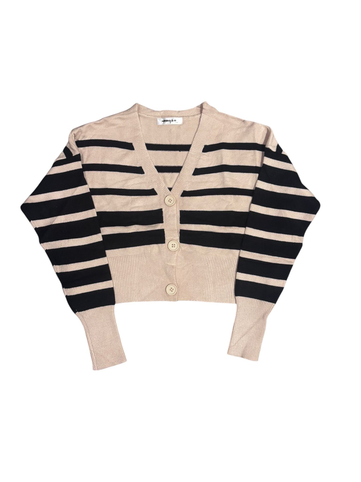 Cardigan Corto Donna a Righe con Bottoni