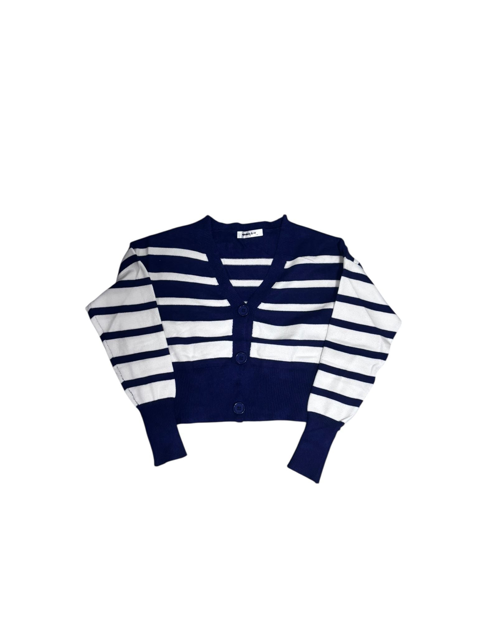 Cardigan Corto Donna a Righe con Bottoni