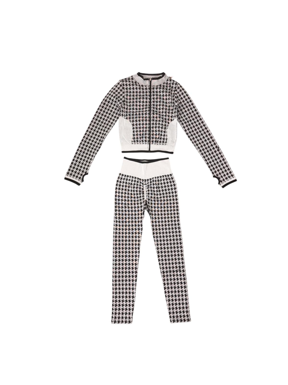 Completo Donna Pied de Poul con Giacca Zip e Leggings