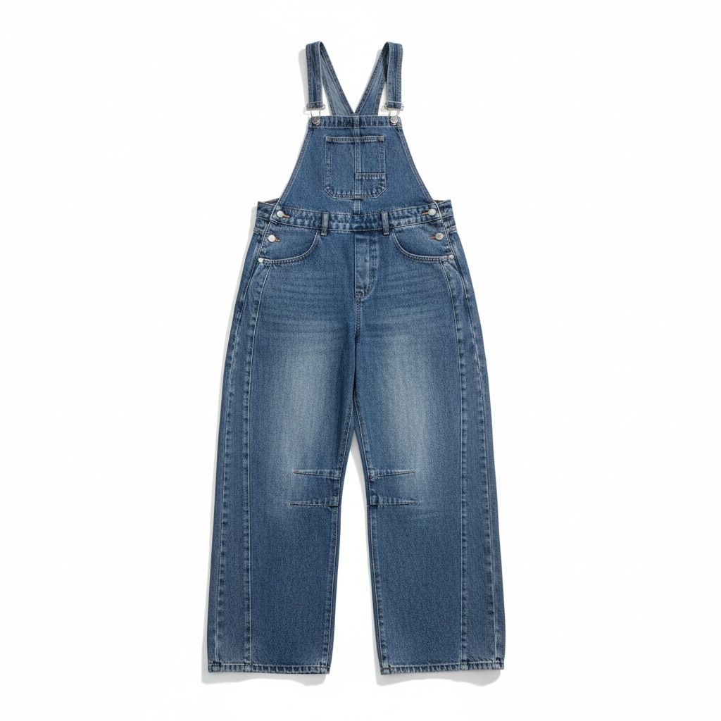 Salopette donna in denim blu con vestibilità comoda