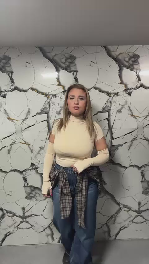 Jeans Donna Wide Leg con Dettaglio foulard a Quadri e Fiocco in Vita