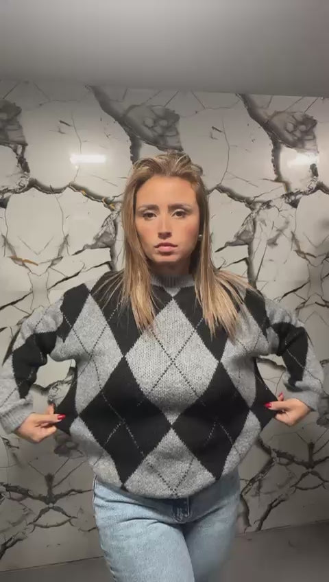 Maglione donna a rombi stile argyle