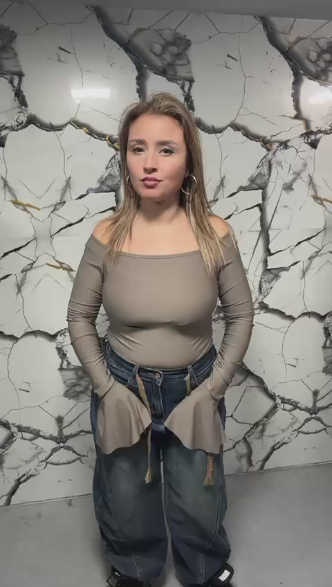 Body Arricciato Scollo a Barca