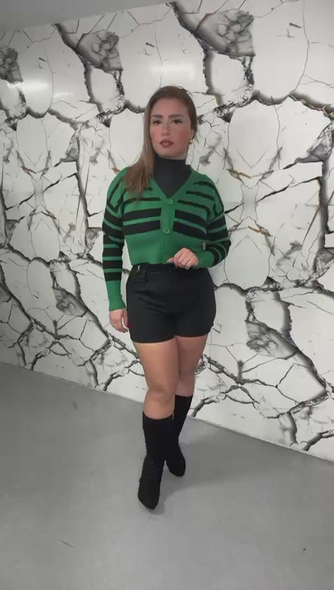 Shorts Donna Grigi a Vita Alta con Pince