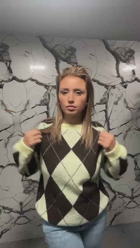 Maglione donna a rombi stile argyle